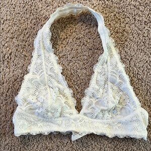 Intimately by Free People Elegant Lace Halter Bralette - Cream